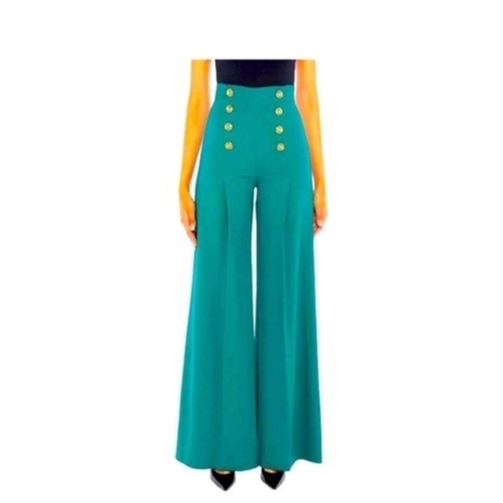 Elisabetta Franchi Nwt Limited Edition Classy Pants 6 (Us) - Color Deep Jade